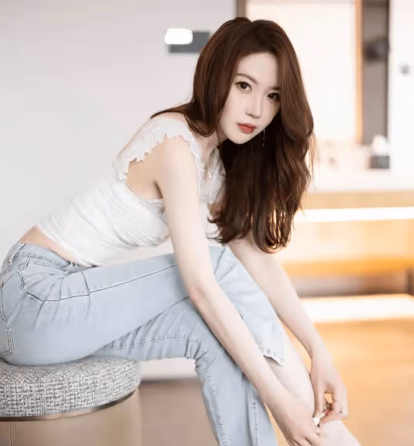 性感白上衣+牛仔褲:勾勒高挑曼妙,嫵媚婀娜,美輪美奐,魅力無限