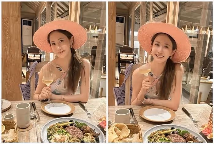 韓國知名女星曬近照，修圖痕跡明顯，韓網友發現，連酒杯都彎了