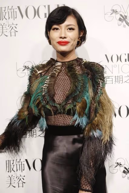 汪峰前妻葛薈婕不愧是超模,長相高級身材好,羽毛裙都能輕鬆駕馭