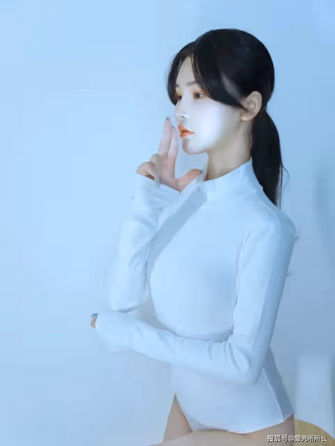 19歲白嫩尤物時尚寫真穿搭:純白緊身連體衣 簡潔而優雅迷人