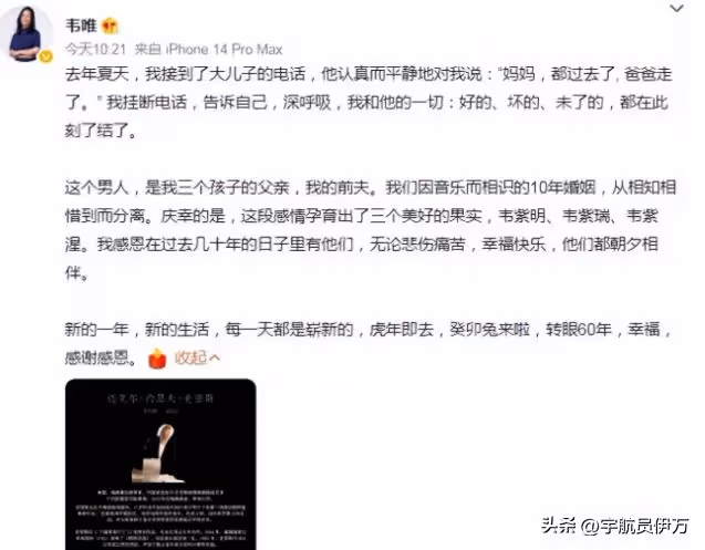 韋唯：移居美國住豪宅，卻慘遭丈夫家暴，如今回國發展成人生贏家