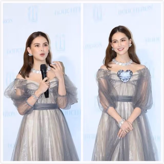 周杰倫的眼光真挺好,昆凌身穿灰色禮服,優雅端莊真有氣質