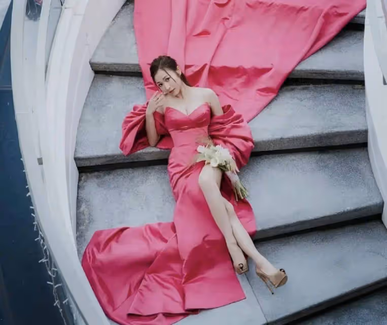 曬照宣布結婚!34歲TVB童星穿桃紅色禮服曬事業線,結束11年愛情長跑