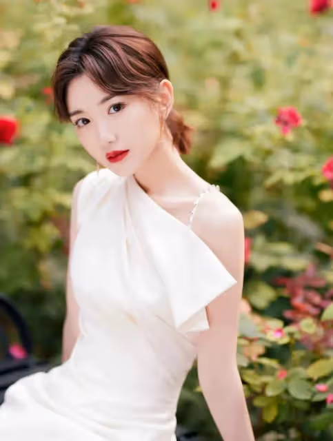 毛曉彤怒甩渣男後美出圈，穿白色斜肩連衣裙配大紅唇，網友：美爆