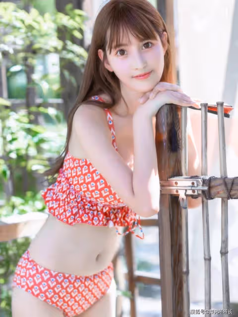 22歲極品尤物時尚寫真大賞:紅色印花比基尼 盡顯時尚完美身材