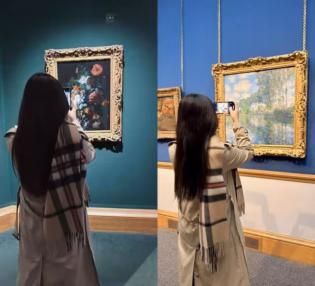 李湘一家3口看畫展,王詩齡行頭近4萬太漂亮,王岳倫時髦不輸女兒