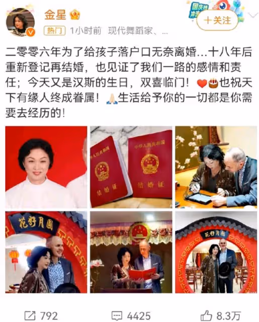 金星與漢斯再婚驚艷眾人，恩愛照片曝光引發熱議