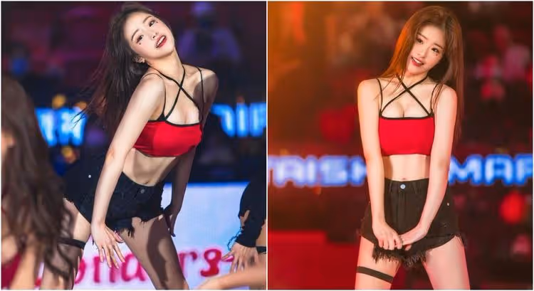 啦啦隊女神觀眾席踩空　「沒有站起來」觀眾才發現不妙了
