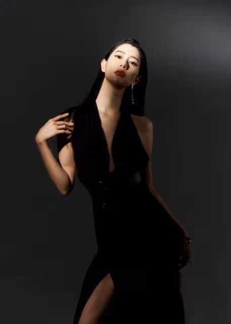 克拉拉最新大片曝光,穿掛脖開衩黑裙大秀身材,凹凸曲線讓人羨慕
