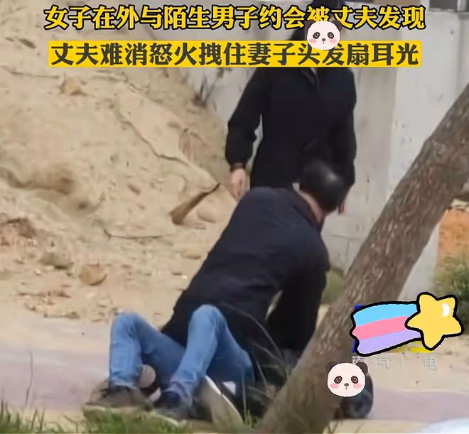 丈夫發現妻子和陌生男子約會,怒扇妻子耳光反被男子揍:別打女人