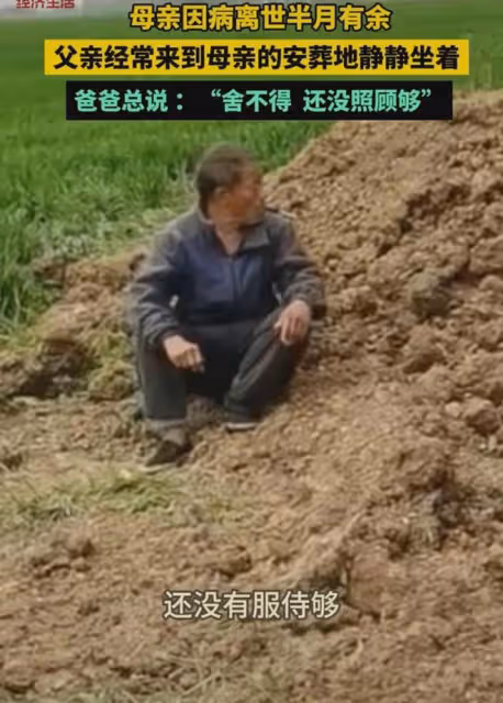 母親因病去世父親常去看她,靜坐安葬處發獃跟兒子懺悔:沒照顧夠