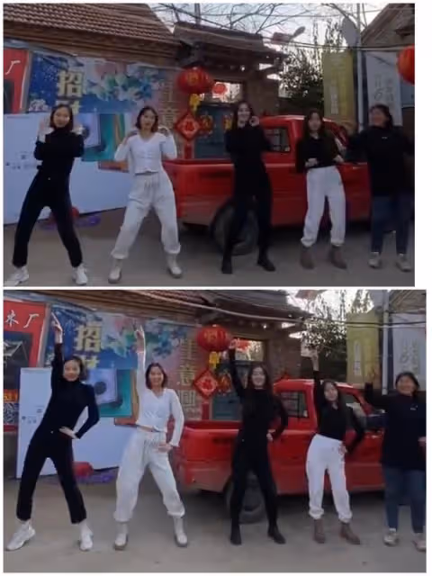 大衣哥兒媳約閨蜜團熱舞!小城名媛穿得辣,在三輪車前跳得歡脫