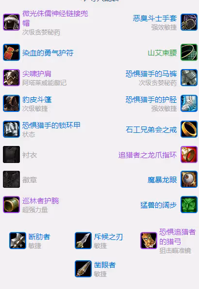 探索賽季懷舊服P3階段 遠程獵人P3階段BIS裝備