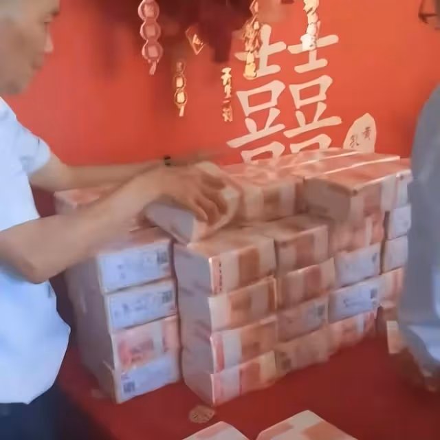 小伙訂婚豪擲上百萬,現金堆成一面牆,網友:我家抽紙都沒這麼多