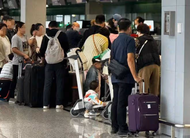 奚夢瑤攜兒女現身機場,4歲何廣燊一人吃三碗,2歲妹妹側臉像爸爸