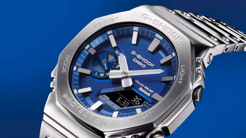 G-SHOCK新錶有點帥！　不銹鋼錶圈配金屬藍錶盤潮酷又百搭