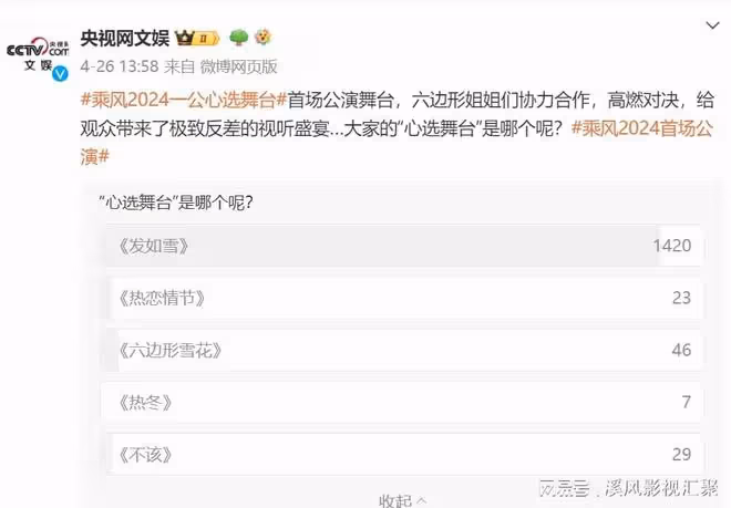 浪姐5:一公發如雪斷層,網友懷疑黑幕?央視親自發聲,字字珠璣
