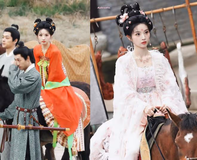 網友稱讚田曦薇《子夜歸》妝造好美，尤其是藍色花鈿，元氣又甜美