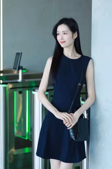 藍色連衣裙,極簡又有高級感的職場穿搭秘籍