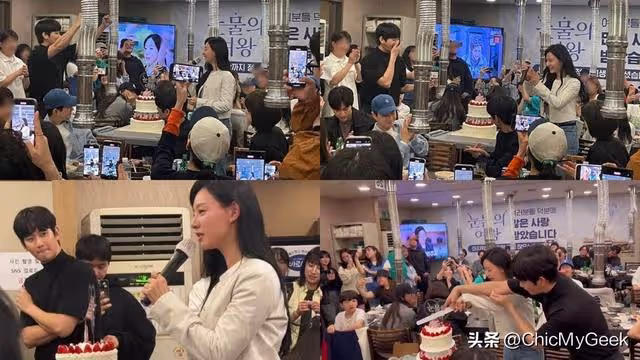 《眼淚女王》終映宴金秀賢、金智媛牽手切蛋糕，深情相望！
