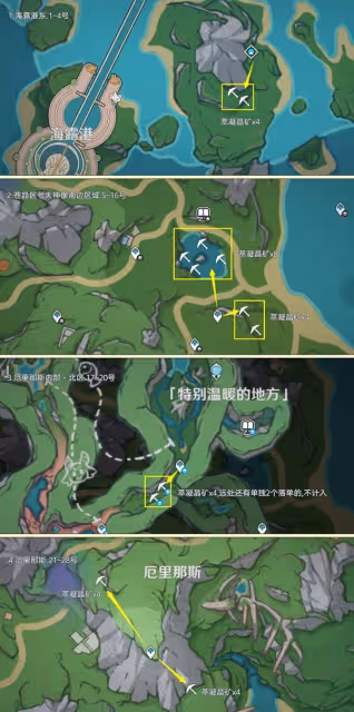 《原神》4.6楓丹萃凝晶礦高效採集路線分享