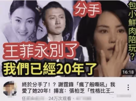 謝霆鋒承認與王菲感情破裂,疑王菲包養小鮮肉,網友9字喊話張柏芝欲復合