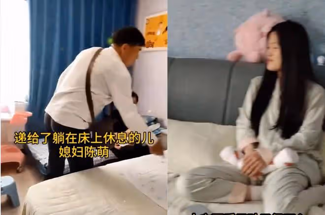 大衣哥到月子中心看兒媳,大方塞2萬紅包給兒媳,小心翼翼抱孫子