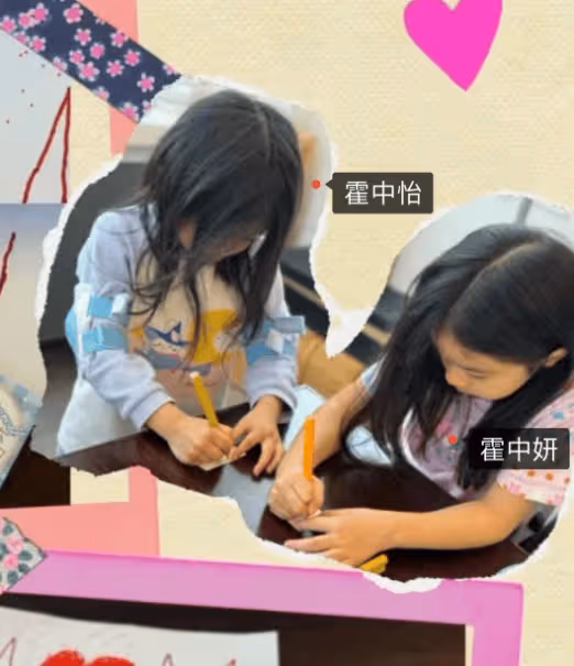 郭晶晶母親節曬照,兩個女兒為媽媽畫賀卡,7歲霍中怡會寫繁體字