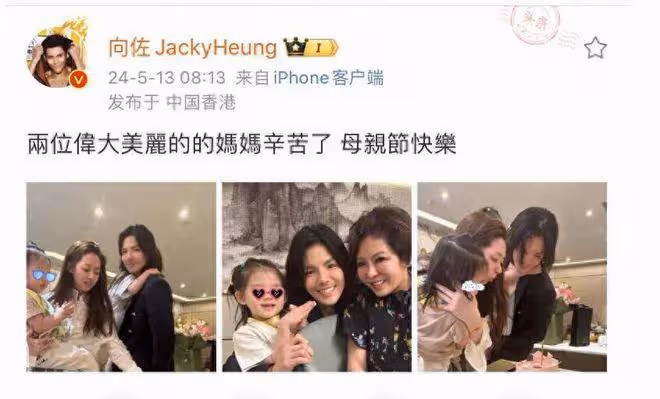 向佐曬全家聚會,小奶皇如翻版向太,郭碧婷單手抱3歲兒子臂力驚人