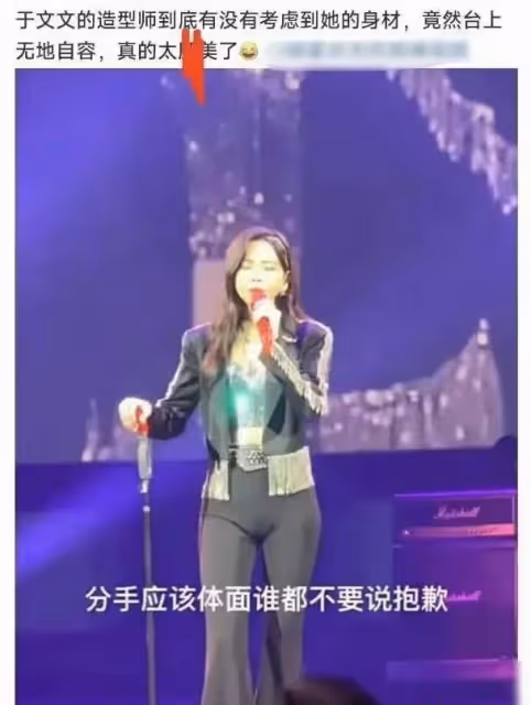 於文文演唱會穿緊身褲,隱私部位輪廓明顯,網友:真的不體面了!