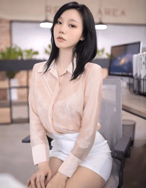 透明粉色魅力:半濕襯衫與緊身短褲的迷離風情