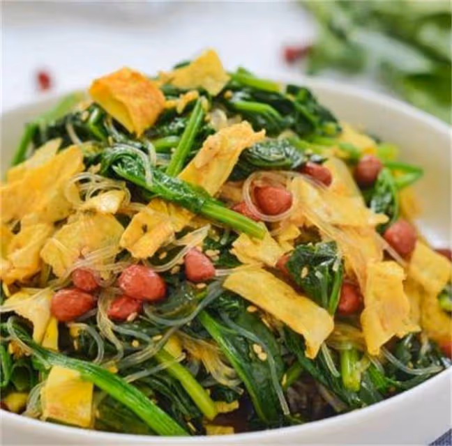 菠菜粉絲涼拌菜怎麼做好吃?教你一招,口感豐富,色香味俱全