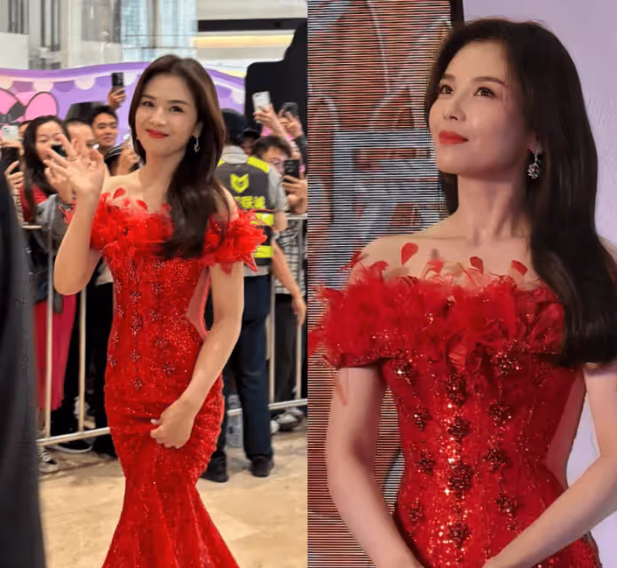 劉濤現身昆明出席線下活動:一襲紅裙太驚艷了,46歲身材好如少女