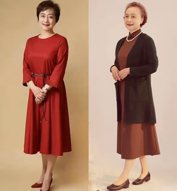 看了黃梅瑩和楊春霞的造型,我發現:穿衣不扮嫩,從容老去才真美