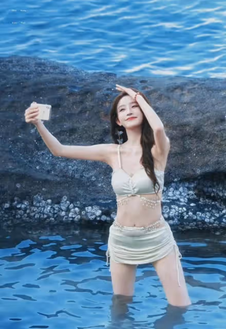 絕美周詩雨!海邊泳裝大片曝光,性感身材引熱議