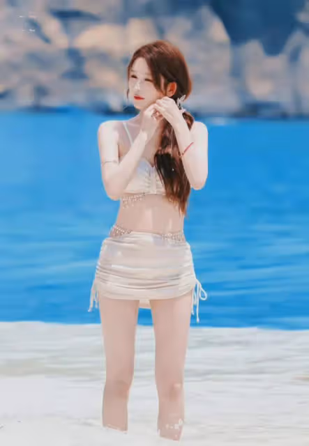 絕美周詩雨!海邊泳裝大片曝光,性感身材引熱議