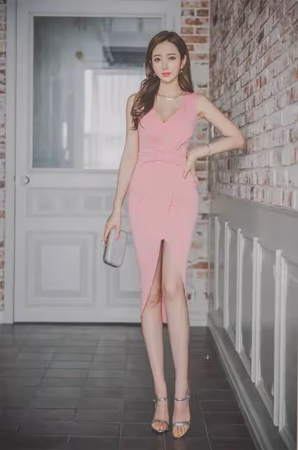 90後長發美女唐蕊寫真曝光,粉色包臀裙演繹極致誘惑!
