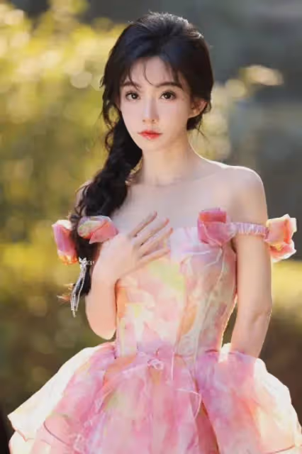 馮提莫小性感照片曝光,粉綠公主裙盡顯甜美風範