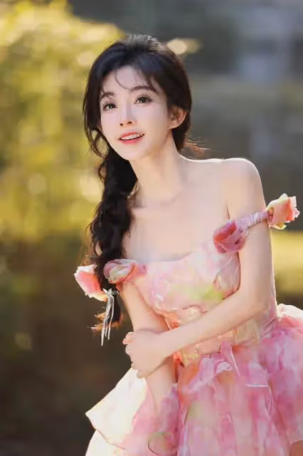 馮提莫小性感照片曝光,粉綠公主裙盡顯甜美風範