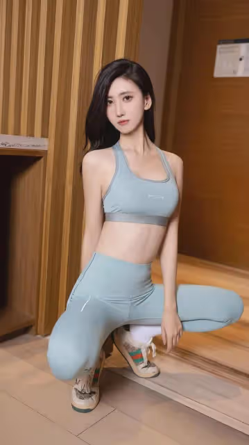 獨家揭秘:章芃芃健身照驚艷亮相,綠灰運動瑜伽裝展現曼妙身姿!