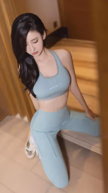獨家揭秘:章芃芃健身照驚艷亮相,綠灰運動瑜伽裝展現曼妙身姿!