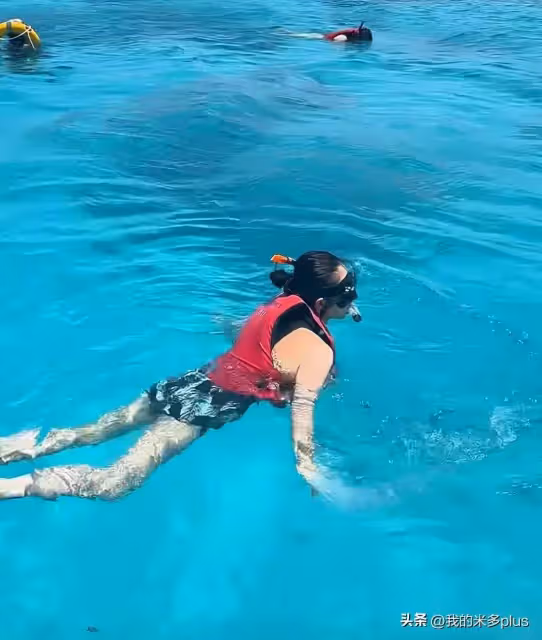 秦海璐體驗下海浮潛,45歲依然苗條有活力,素顏包著毛巾好喜感