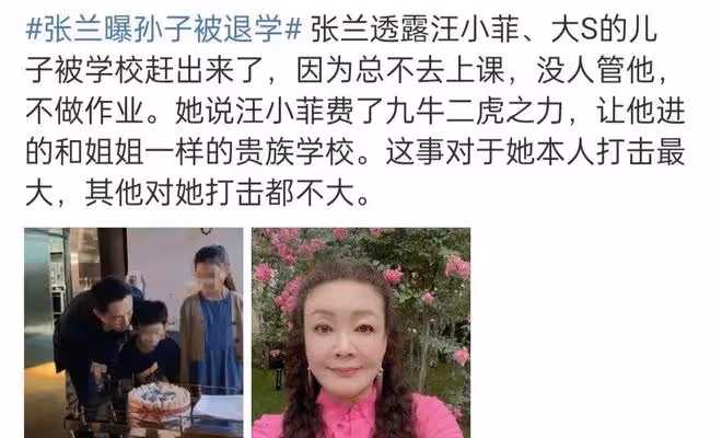張蘭曝孫子退學遭大S否認,汪小菲「打臉」張蘭,評論區一邊倒