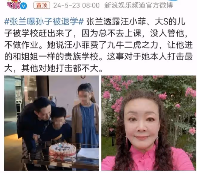 張蘭爆料孫子被退學,貴族學校教育方式引爭議,家庭瑣事再成焦點