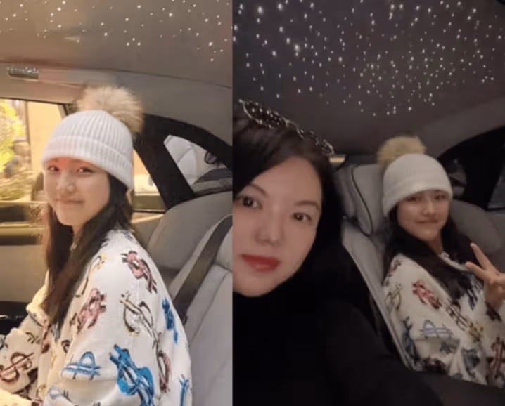 李湘給王詩齡買車,但沒有駕照不能開,坐在副駕駛,當個幸福的小公主!