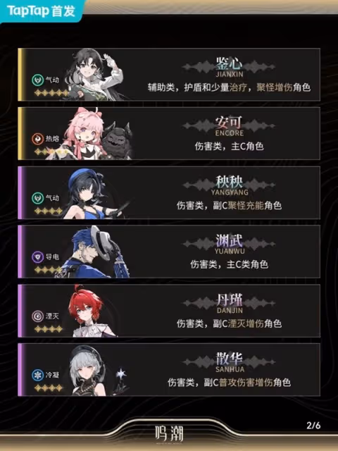 《鳴潮》開荒角色選擇與隊伍搭配推薦