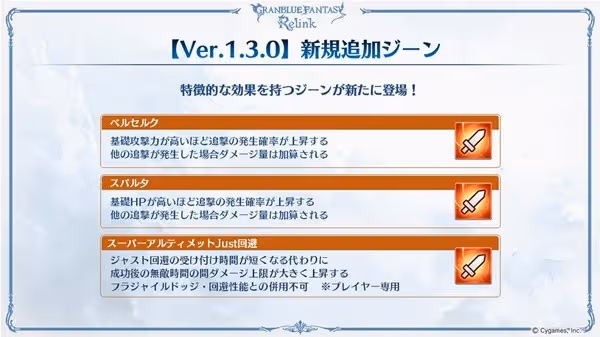 《碧藍幻想:Relink》1.3.0版新增因子一覽