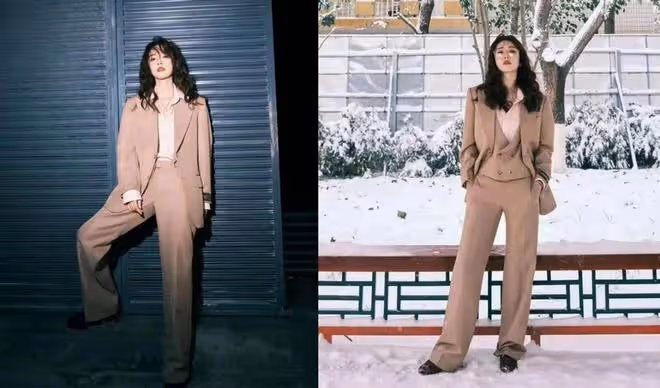 蔡文靜年紀不是很大,可穿白色西裝挺有「霸道女總裁」樣,太颯了