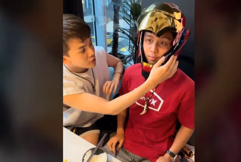 孫安佐現身！戴鋼鐵人頭盔「眼神很飄」　孫生：給他喝符水