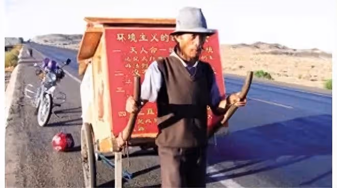 回顧寧波小伙,拉一破板車35年行走30萬公里,59歲走到黑河人沒了